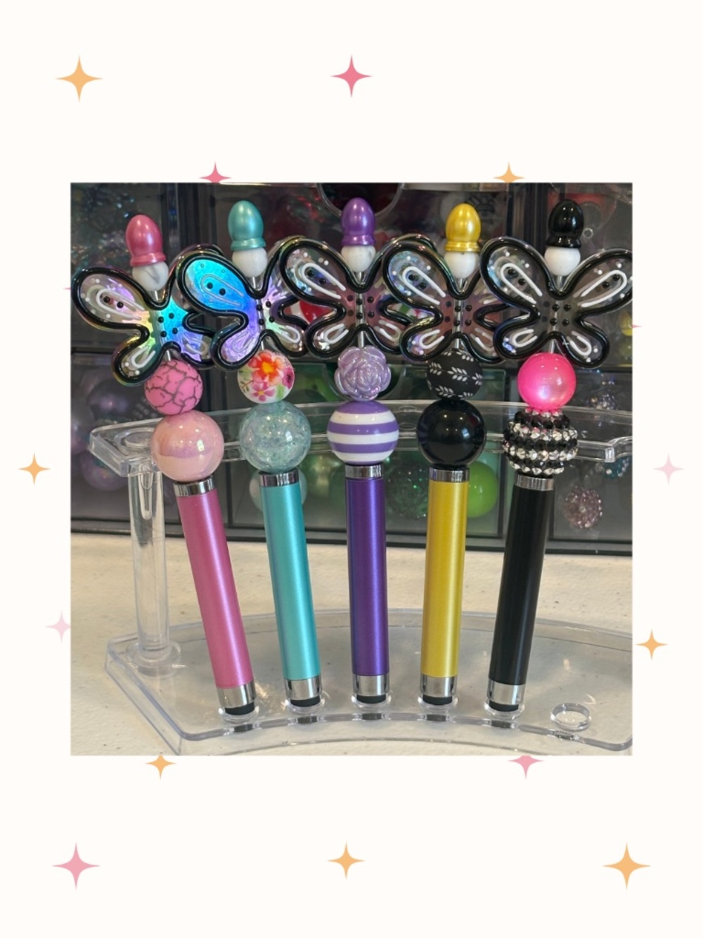 Handmade Butterfly Stylus Beaded Pens You Choose